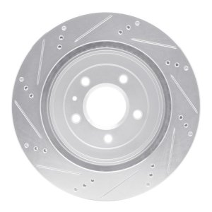 Cadillac STS Brake Rotor (1) - Rear Right - R1 Concepts - Drilled & Slotted - Silver - `05-`11